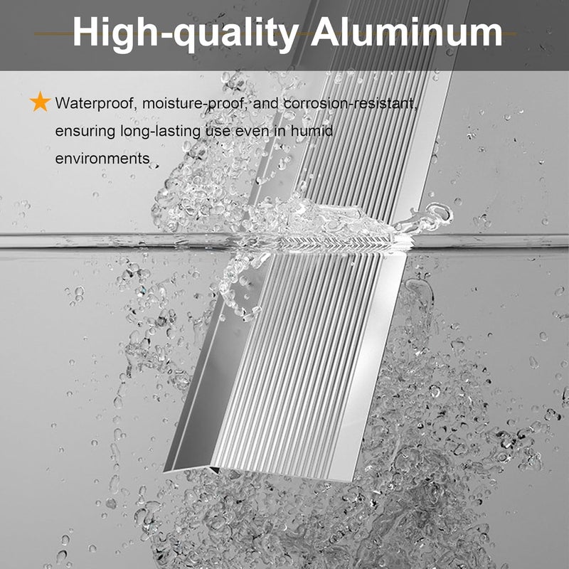 KTINITK 36” Aluminum Floor Transition Threshold Strip, Bridge The Height Gap Between 0.7 to 1.6 inches for Doorway Ramp Tiles Laminate Planks (Gray, 35.4“x4”) - Image 3